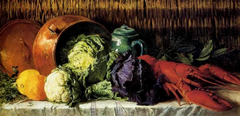 Natura morta con verdure e aragosta_0